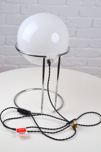 Vintage Italian glass eyeball lamp on chrome plinth