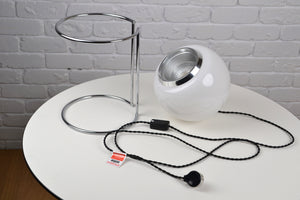 Vintage Italian glass eyeball lamp on chrome plinth