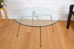 Load image into Gallery viewer, Walter Knoll 369 round glass coffee table / Bauhaus vintage design, Edwin Fox Furniture Vintage Mid century furniture Melbourne, Australian Mid Century, modern, Danish originals, chairs, armchairs, sofas, lounges, coffee tables, storage, sideboards, genuine Mid century lighting lamps, designer furniture, 20th century design, lighting restoration, BECO lighting, restoration mid century lighting, genuine mid century furniture,
